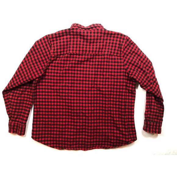 L.L. Bean Cotton Flannel L/S Shirt Red Black Plaid Button Front Preppy Womens XL - Picture 2 of 8